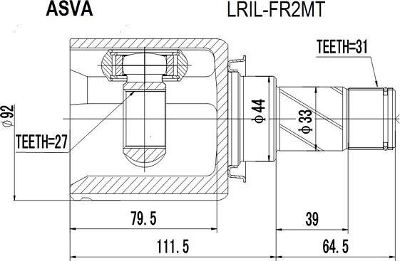 ASVA LRIL-FR2MT - Шарнирный комплект, ШРУС, приводной вал autosila-amz.com