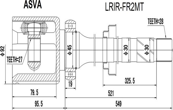 ASVA LRIR-FR2MT - Шарнирный комплект, ШРУС, приводной вал autosila-amz.com