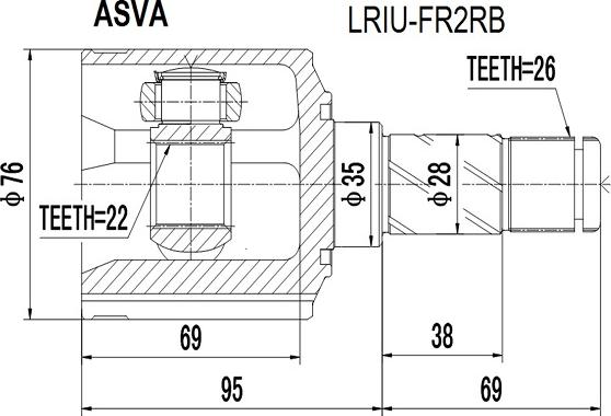 ASVA LRIU-FR2RB - Шарнирный комплект, ШРУС, приводной вал autosila-amz.com