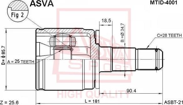 ASVA MTID-4001 - Шарнирный комплект, ШРУС, приводной вал autosila-amz.com