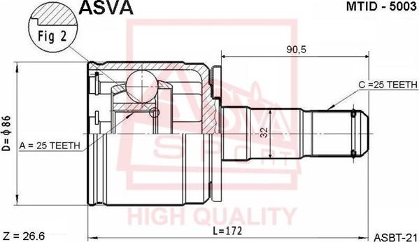 ASVA MTID-5003 - Шарнирный комплект, ШРУС, приводной вал autosila-amz.com