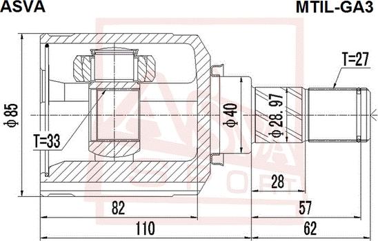 ASVA MTIL-GA3 - ШРУС ВНУТРЕННИЙ ЛЕВЫЙ 33x40x27 autosila-amz.com