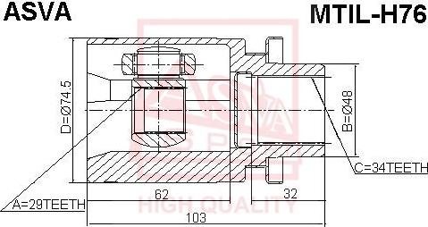 ASVA MTIL-H76 - Шарнирный комплект, ШРУС, приводной вал autosila-amz.com