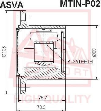 ASVA MTIN-P02 - Шарнирный комплект, ШРУС, приводной вал autosila-amz.com