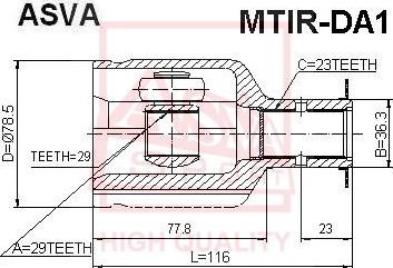 ASVA MTIR-DA1 - Шарнирный комплект, ШРУС, приводной вал autosila-amz.com