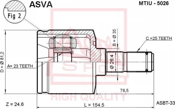 ASVA MTIU-5026 - Шарнирный комплект, ШРУС, приводной вал autosila-amz.com