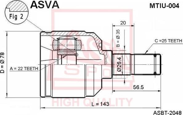 ASVA MTIU-004 - Шарнирный комплект, ШРУС, приводной вал autosila-amz.com