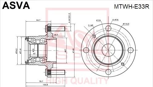 ASVA MTWH-E33R - Ступица колеса, поворотный кулак autosila-amz.com