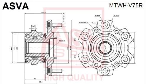 ASVA MTWH-V75R - Ступица колеса, поворотный кулак autosila-amz.com