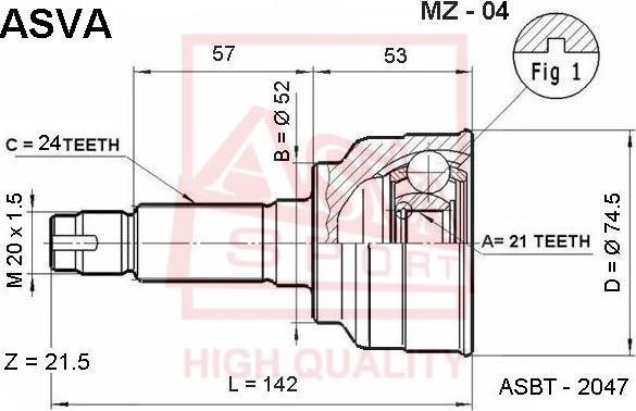 ASVA MZ-04 - Шарнирный комплект, ШРУС, приводной вал autosila-amz.com