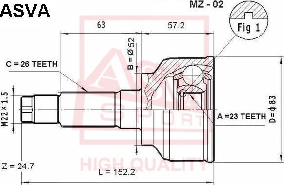 ASVA MZ-02 - Шарнирный комплект, ШРУС, приводной вал autosila-amz.com