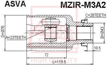 ASVA MZIR-M3A2 - Шарнирный комплект, ШРУС, приводной вал autosila-amz.com