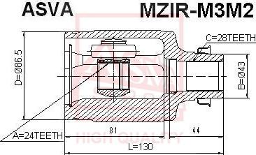 ASVA MZIR-M3M2 - Шарнирный комплект, ШРУС, приводной вал autosila-amz.com