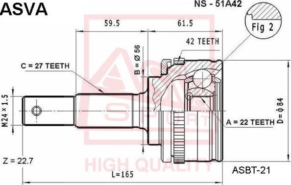 ASVA NS-51A42 - Шарнирный комплект, ШРУС, приводной вал autosila-amz.com