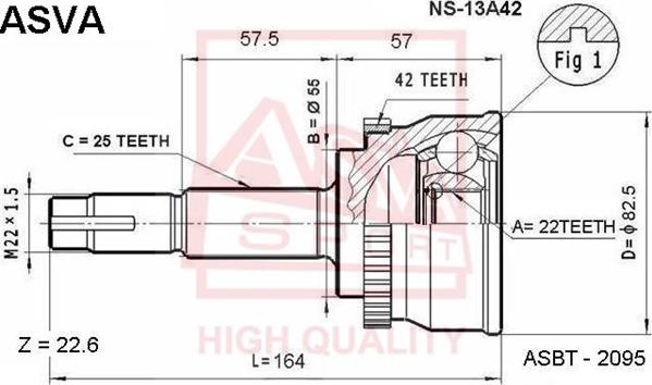 ASVA NS-13A42 - Шарнирный комплект, ШРУС, приводной вал autosila-amz.com