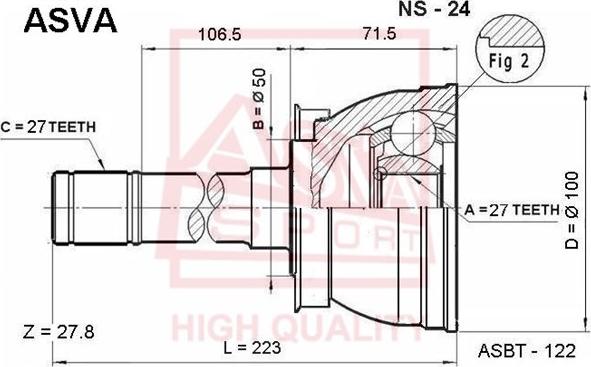 ASVA NS-24 - Шарнирный комплект, ШРУС, приводной вал autosila-amz.com