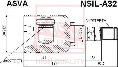 ASVA NSIL-A32 - Шарнирный комплект, ШРУС, приводной вал autosila-amz.com