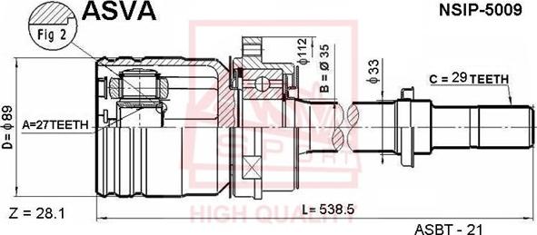 ASVA NSIP-5009 - Шарнирный комплект, ШРУС, приводной вал autosila-amz.com