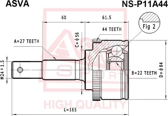 ASVA NS-P11A44 - Шарнирный комплект, ШРУС, приводной вал autosila-amz.com