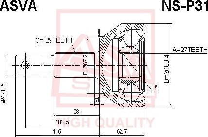 ASVA NS-P31 - Шарнирный комплект, ШРУС, приводной вал autosila-amz.com