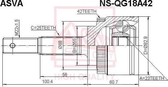 ASVA NS-QG18A42 - Шарнирный комплект, ШРУС, приводной вал autosila-amz.com