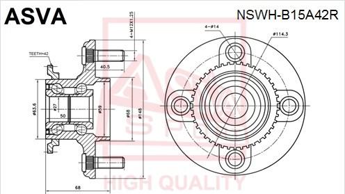 ASVA NSWH-B15A42R - Ступица колеса, поворотный кулак autosila-amz.com