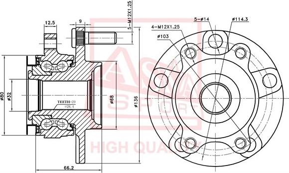 ASVA NSWH-J10F - Ступица колеса, поворотный кулак autosila-amz.com