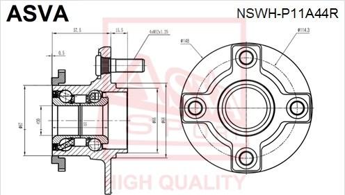 ASVA NSWH-P11A44R - Ступица колеса, поворотный кулак autosila-amz.com