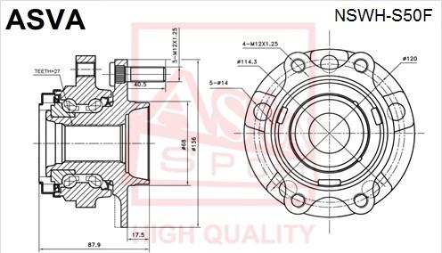 ASVA NSWH-S50F - Ступица колеса, поворотный кулак autosila-amz.com