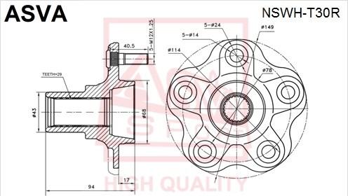 ASVA NSWH-T30R - Ступица колеса, поворотный кулак autosila-amz.com