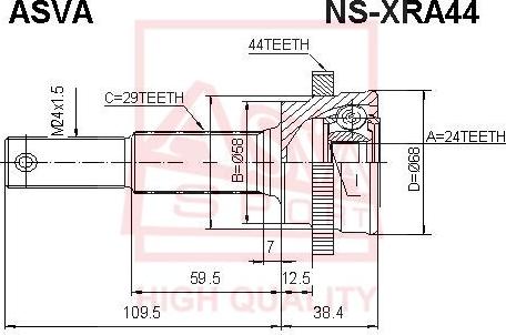 ASVA NS-XRA44 - Шарнирный комплект, ШРУС, приводной вал autosila-amz.com