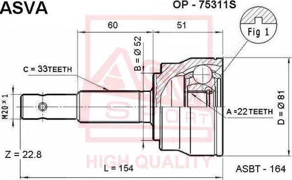 ASVA OP-75311S - Шарнирный комплект, ШРУС, приводной вал autosila-amz.com