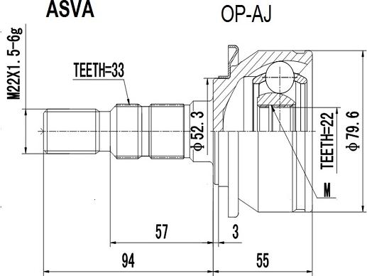 ASVA OP-AJ - Шарнирный комплект, ШРУС, приводной вал autosila-amz.com