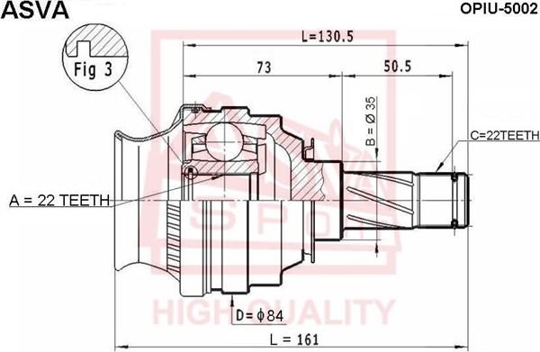 ASVA OPIU-5002 - Шарнирный комплект, ШРУС, приводной вал autosila-amz.com