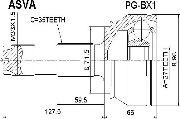 ASVA PG-BX1 - Шарнирный комплект, ШРУС, приводной вал autosila-amz.com