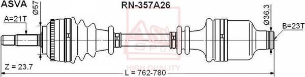 ASVA RN-357A26 - Приводной вал autosila-amz.com