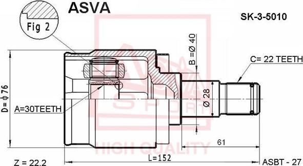 ASVA SK-3-5010 - Шарнирный комплект, ШРУС, приводной вал autosila-amz.com