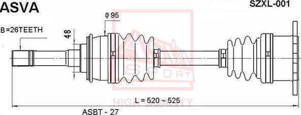 ASVA SZXL-001 - Приводной вал autosila-amz.com