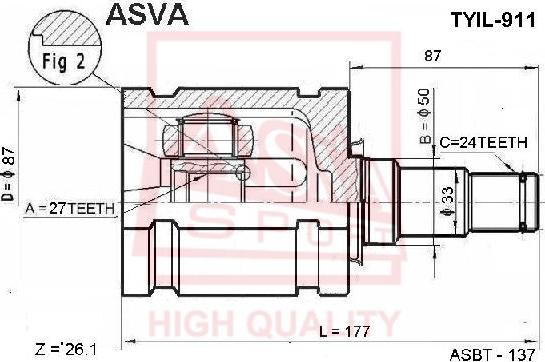 ASVA TYIL-911 - Шарнирный комплект, ШРУС, приводной вал autosila-amz.com