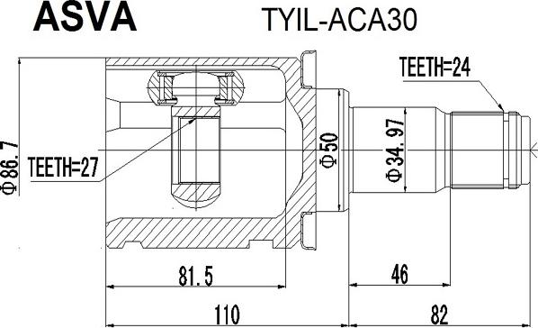 ASVA TYIL-ACA30 - Шарнирный комплект, ШРУС, приводной вал autosila-amz.com