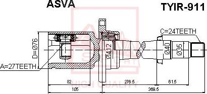 ASVA TYIR-911 - Шарнирный комплект, ШРУС, приводной вал autosila-amz.com