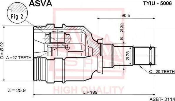 ASVA TYIU-5006 - Шарнирный комплект, ШРУС, приводной вал autosila-amz.com