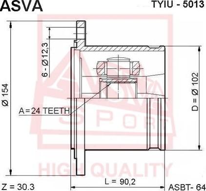 ASVA TYIU-5013 - Шарнирный комплект, ШРУС, приводной вал autosila-amz.com