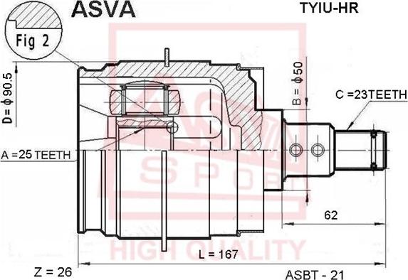 ASVA TYIU-HR - Шарнирный комплект, ШРУС, приводной вал autosila-amz.com