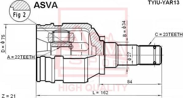 ASVA TYIU-YAR13 - ШРУС внутренний перед лев autosila-amz.com