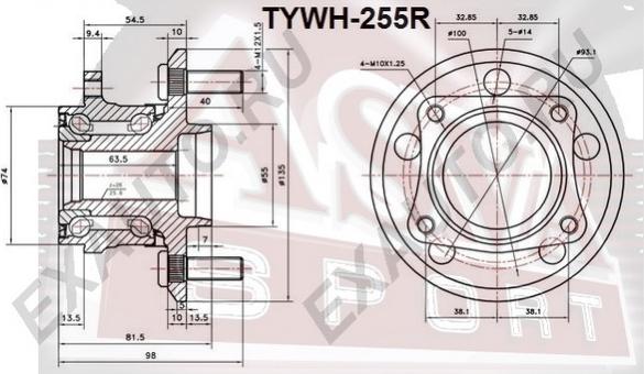 ASVA TYWH-255R - Ступица колеса, поворотный кулак autosila-amz.com