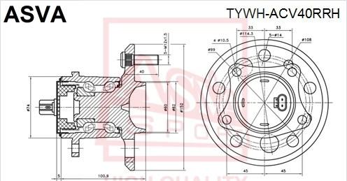 ASVA TYWH-ACV40RRH - Ступица колеса, поворотный кулак autosila-amz.com