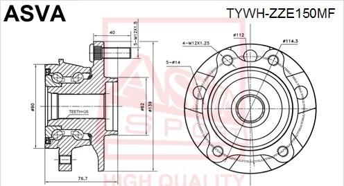 ASVA TYWH-ZZE150MF - Ступица колеса, поворотный кулак autosila-amz.com