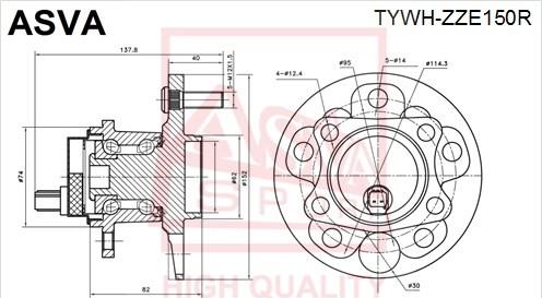 ASVA TYWH-ZZE150R - Ступица колеса, поворотный кулак autosila-amz.com