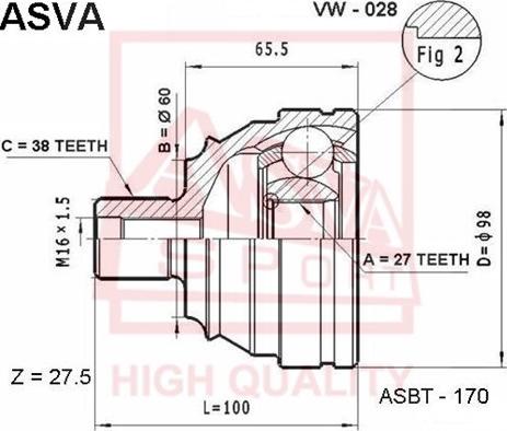 ASVA VW-028 - Шарнирный комплект, ШРУС, приводной вал autosila-amz.com